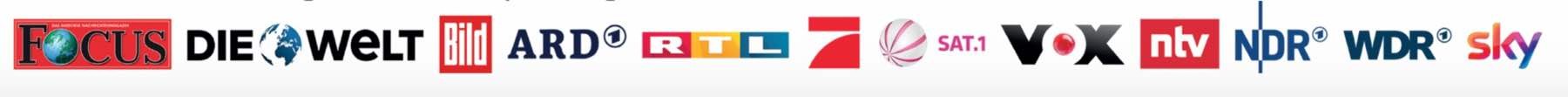 Bekannt aus: Focus, Die Welt, Bild, ARD, RTL, ProSieben, Sat.1, VOX, ntv, NDR, WDR, sky