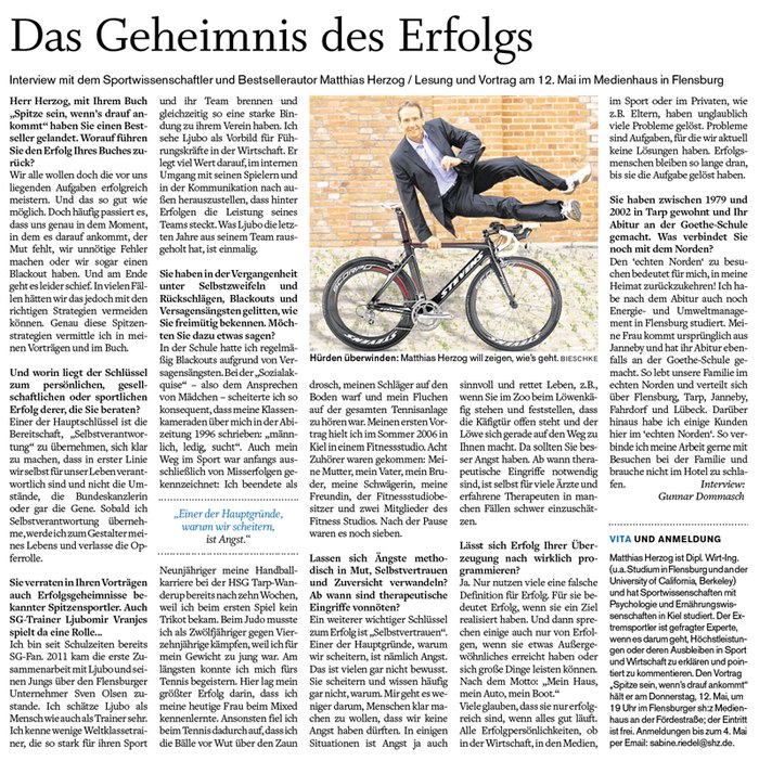 shz: Das Geheimnis des Erfolgs – Interview mit Bestsellerautor Matthias Herzog